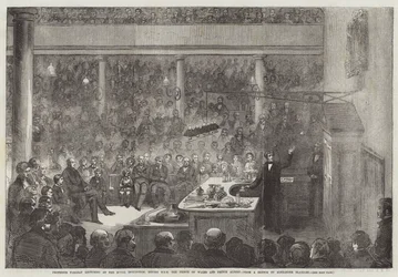 Professor Faraday hält einen Vortrag an der Royal Institution vor HRH dem Prinzen von Wales und Prinz Albert